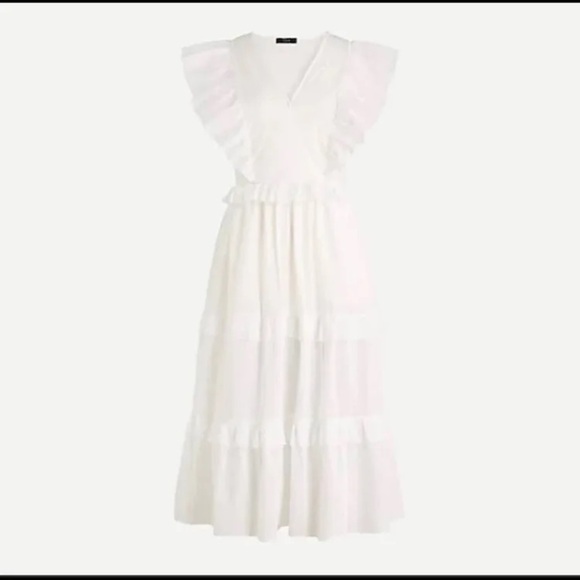 J. Crew Ruffle sleeve cotton voile dress AX318 XS WHITE - Picture 3 of 6